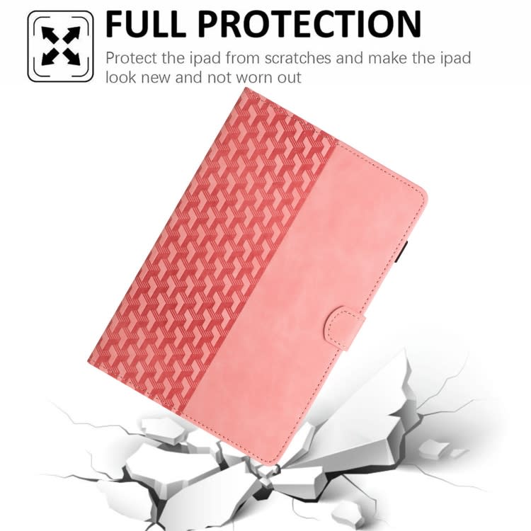 For Samsung Galaxy Tab S6 Lite Building Blocks Embossed Leather Smart Tablet Case(Pink)