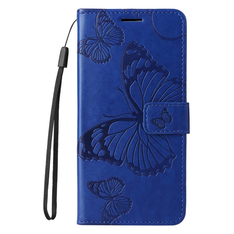 For iPhone 16 3D Butterfly Embossed Pattern Flip Leather Phone Case(Blue)