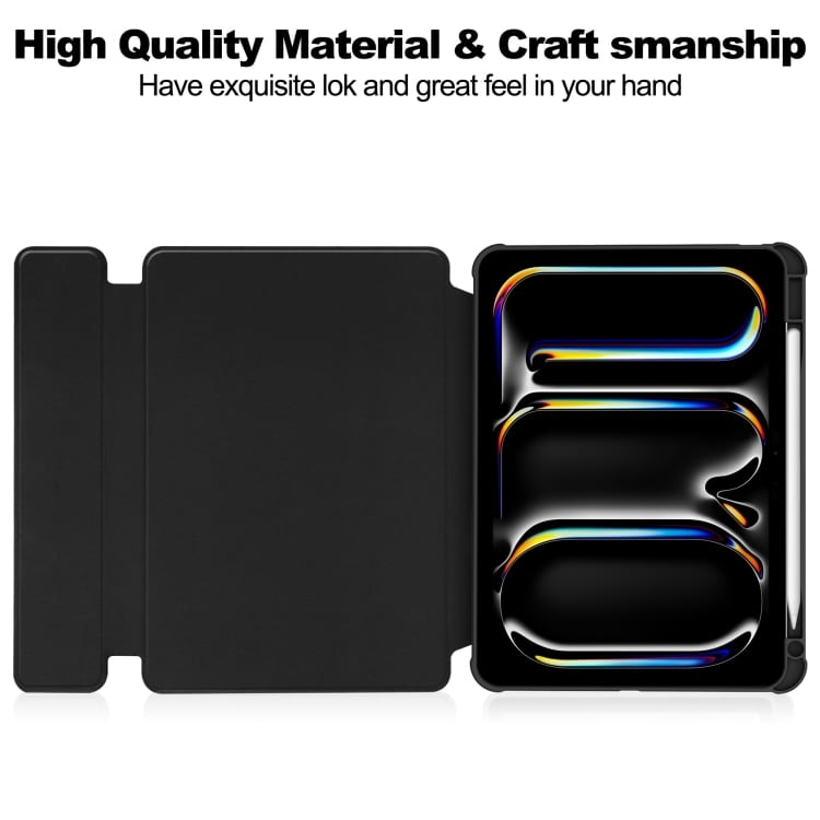 For iPad Pro 11 2024 Transparent Rotation Smart Leather Tablet Case(Black)
