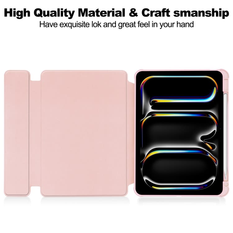For iPad Pro 11 2024 Transparent Rotation Smart Leather Tablet Case(Pink)