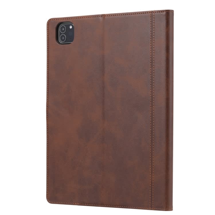 For iPad Pro 11 2024 Calf Texture Double Fold Clasp Horizontal Flip Leather Smart Tablet Case(Brown
