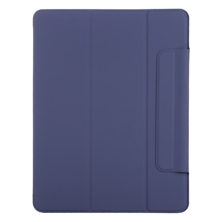 For iPad Air 13 2024 Double-sided Clip Fixed Buckle Magnetic PU Leather Smart Tablet Case(Dark Blue
