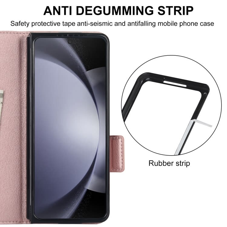 For Samsung Galaxy Z Fold4 Solid Color Multifunctional Folding Leather Phone Case with Pen Slot(Ros