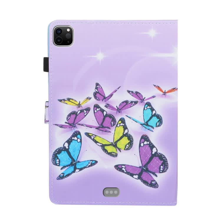 For iPad Pro 11 2024 Coloured Drawing Stitching Smart Leather Tablet Case(Butterflies)