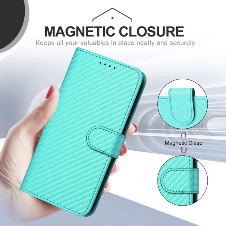 For Xiaomi Mi 11 YX0070 Carbon Fiber Buckle Leather Phone Case with Lanyard(Light Blue)