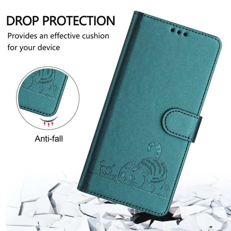 For Samsung Galaxy A23 4G/5G/M23 5G Cat Rat Embossed Pattern RFID Leather Phone Case with Lanyard(P