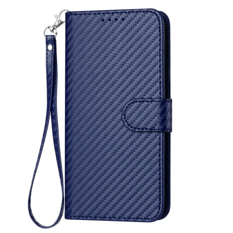 For Samsung Galaxy S10e YX0070 Carbon Fiber Buckle Leather Phone Case with Lanyard(Royal Blue)