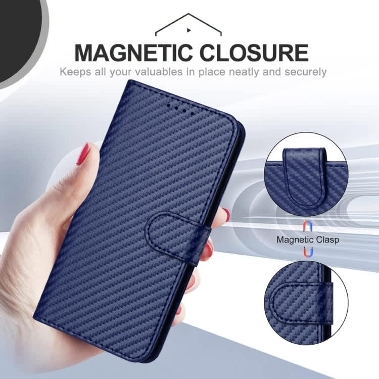 For Samsung Galaxy S10e YX0070 Carbon Fiber Buckle Leather Phone Case with Lanyard(Royal Blue)