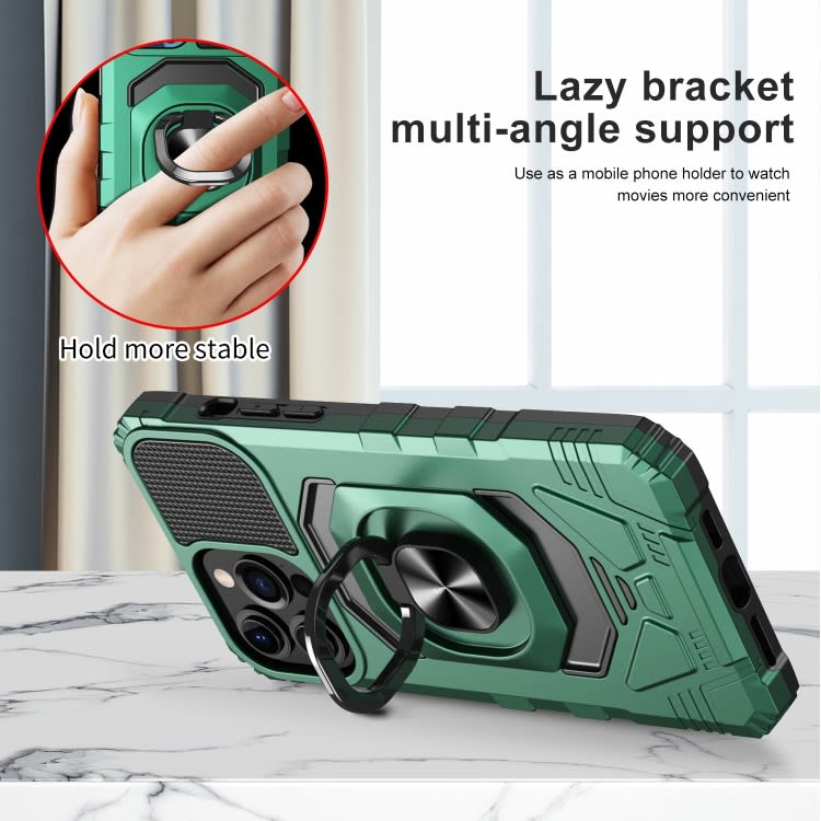 For iPhone 12 Pro Max Magnetic Ring Holder Phone Case(Dark Green)