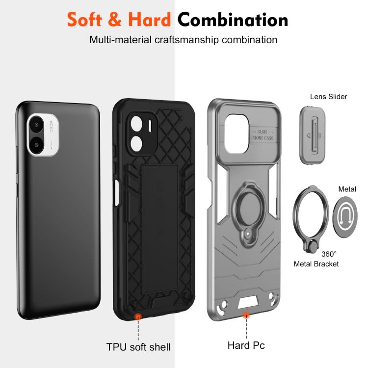 For Xiaomi Redmi A1 / A2 Camshield Ring Holder Phone Case(Grey)