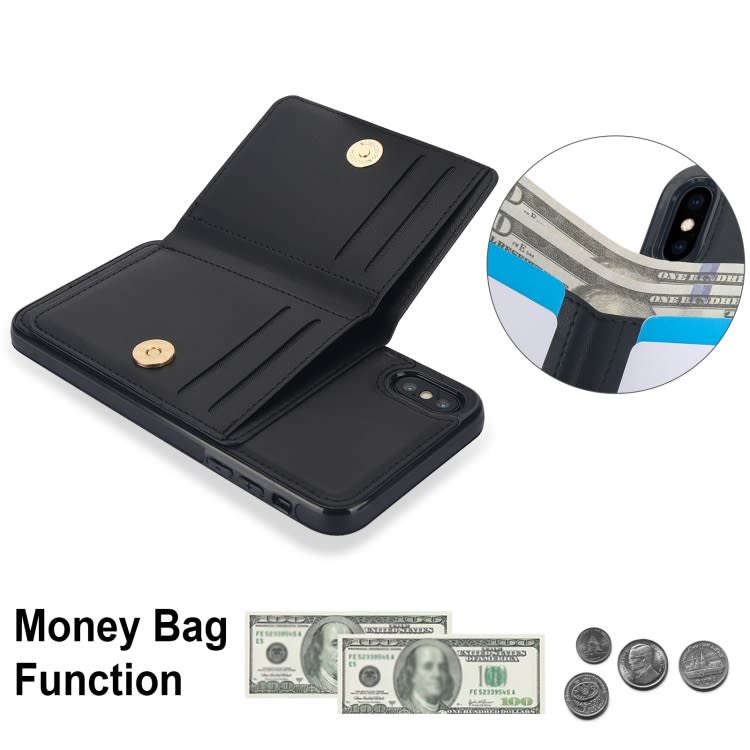 For iPhone XS / X RFID Anti-theft Card Ring Holder Phone Case(Black)