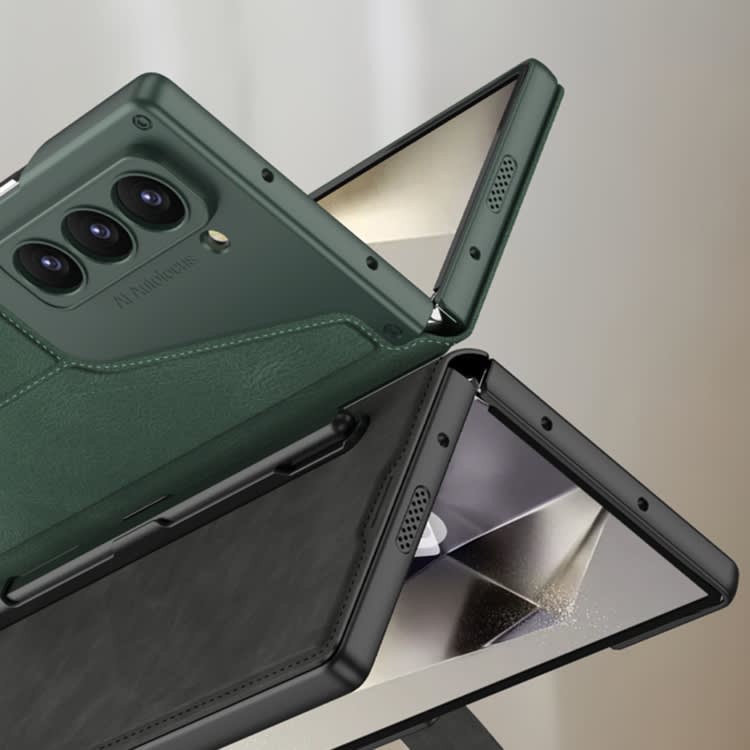 For Samsung Galaxy Z Fold6 GKK Integrated Armor Flip Leather Case with Pen Slot, Stylus Not Include