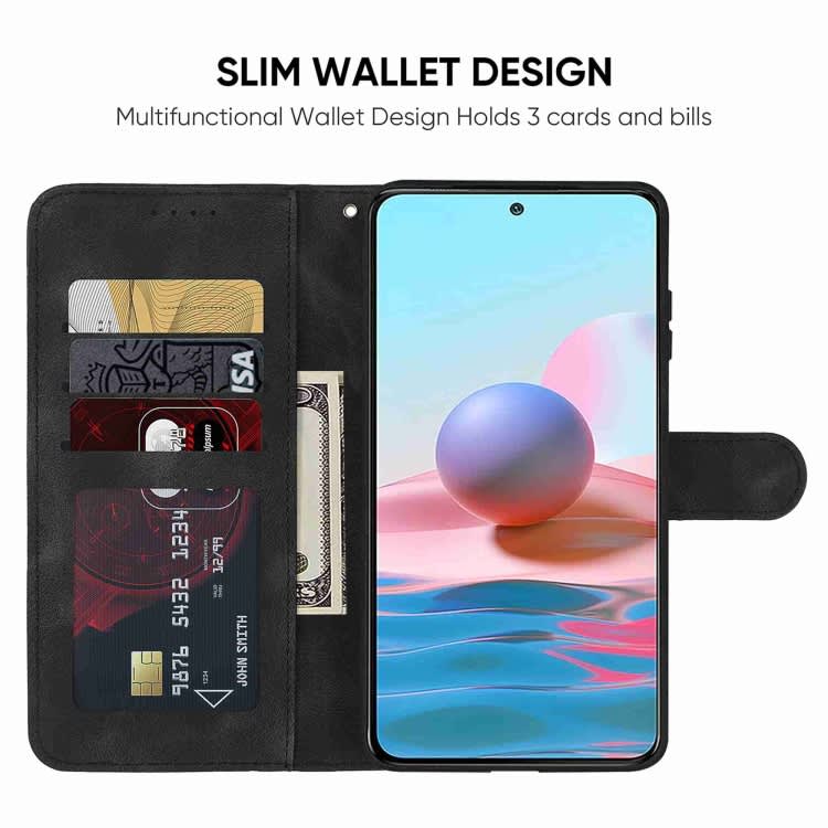 For Xiaomi Redmi Note 10S Skin Feel Geometric Lines Leather Phone Case(Black)