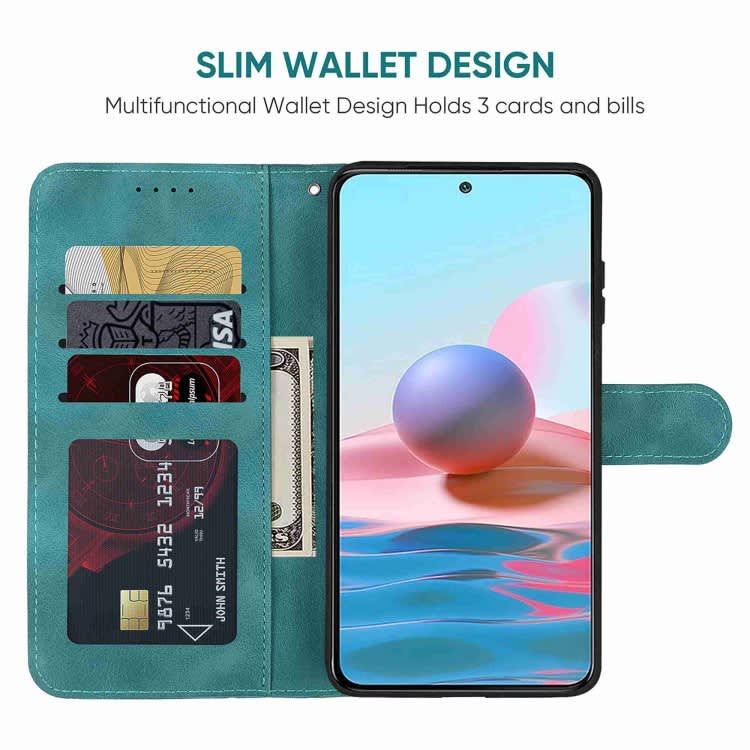 For Xiaomi Redmi Note 10S Skin Feel Geometric Lines Leather Phone Case(Green)