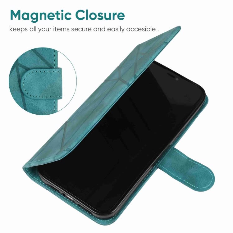 For Xiaomi Redmi Note 10S Skin Feel Geometric Lines Leather Phone Case(Green)