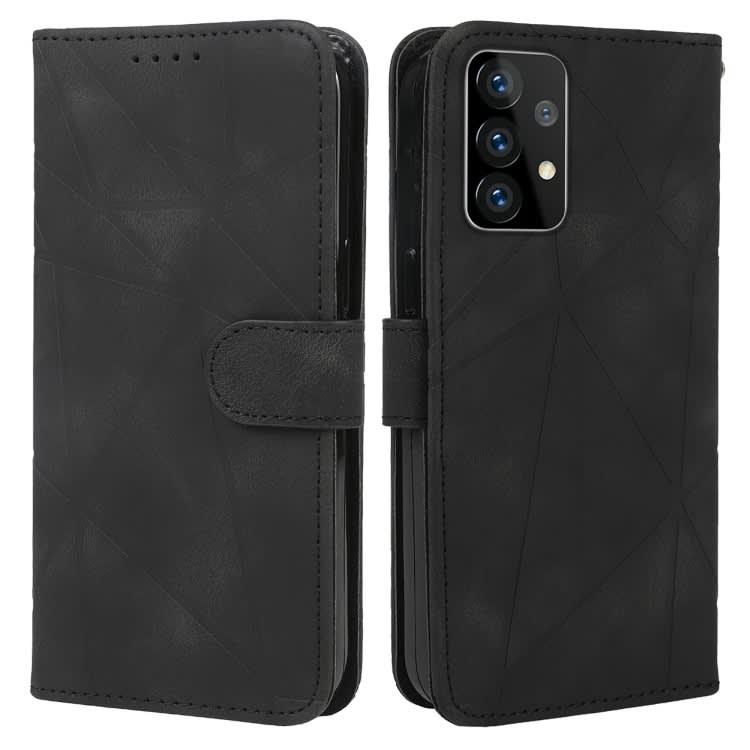 For Samsung Galaxy A32 4G Skin Feel Geometric Lines Leather Phone Case(Black)