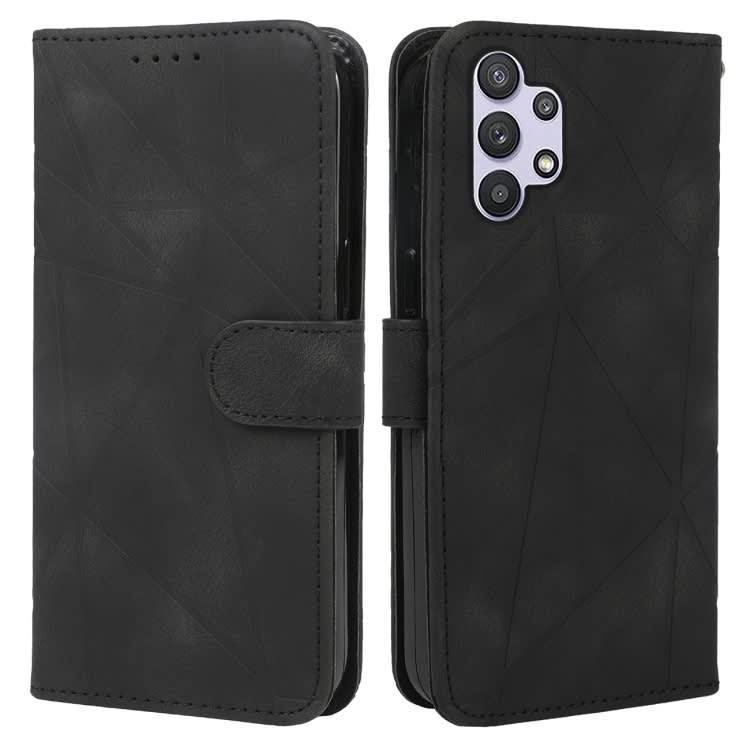 For Samsung Galaxy A32 5G Skin Feel Geometric Lines Leather Phone Case(Black)