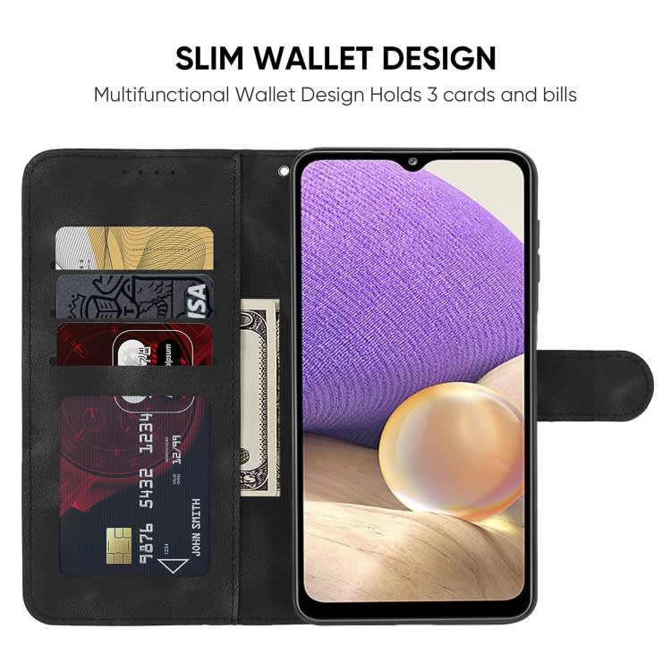 For Samsung Galaxy A32 5G Skin Feel Geometric Lines Leather Phone Case(Black)