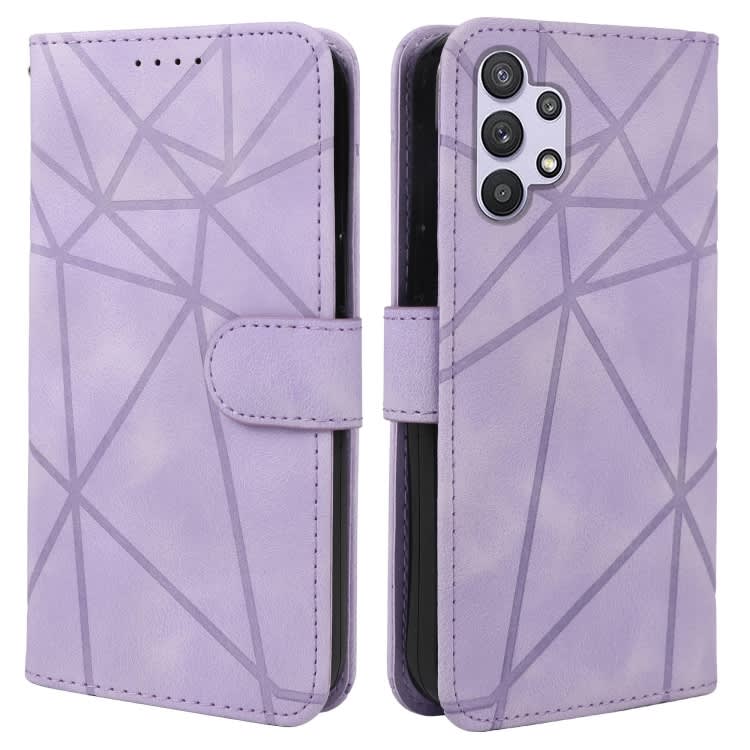 For Samsung Galaxy A32 5G Skin Feel Geometric Lines Leather Phone Case(Purple)
