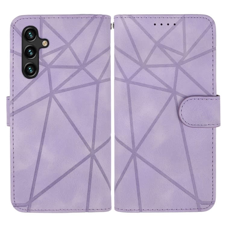 For Samsung Galaxy A24 4G Skin Feel Geometric Lines Leather Phone Case(Purple)