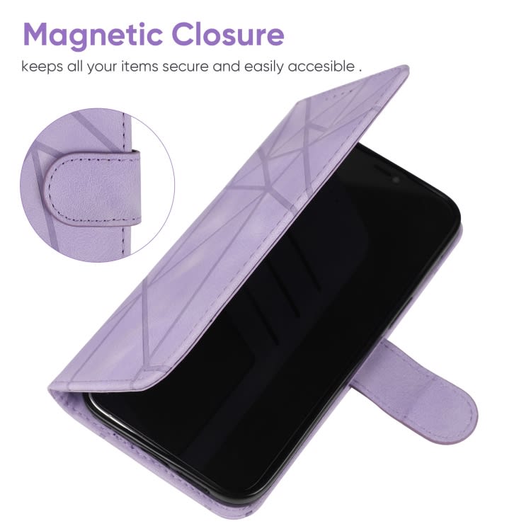 For Samsung Galaxy S24 5G Skin Feel Geometric Lines Leather Phone Case(Purple)