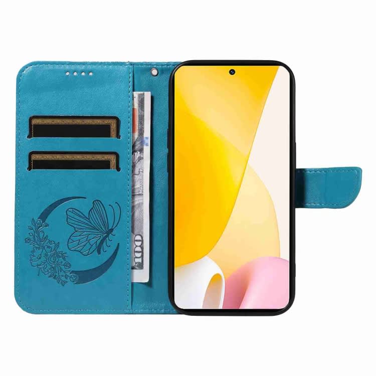 For Xiaomi 12 Lite Swallowtail Butterfly Embossed Leather Phone Case(Blue)