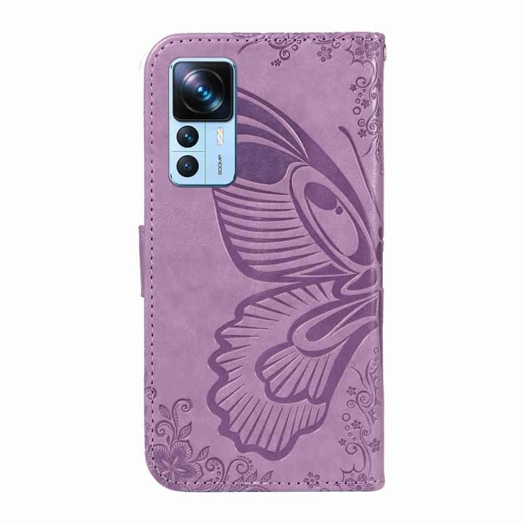 For Xiaomi 12T / 12T Pro Swallowtail Butterfly Embossed Leather Phone Case(Purple)