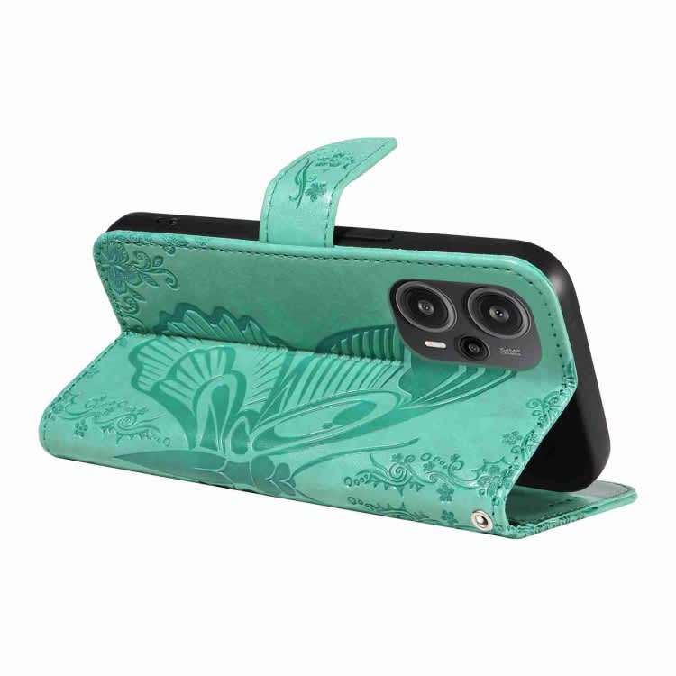 For Xiaomi Redmi Note 12 Turbo / Poco F5 Swallowtail Butterfly Embossed Leather Phone Case(Green)