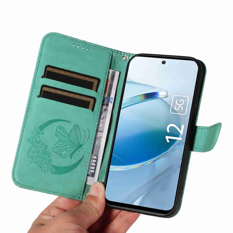For Xiaomi Poco M6 Pro 5G Swallowtail Butterfly Embossed Leather Phone Case(Green)