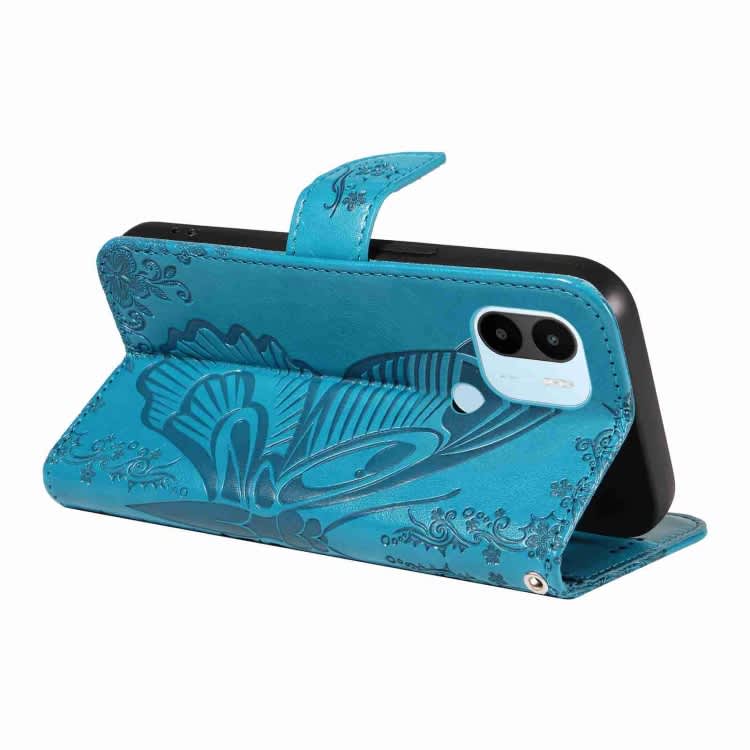For Xiaomi Redmi A1+ Swallowtail Butterfly Embossed Leather Phone Case(Blue)