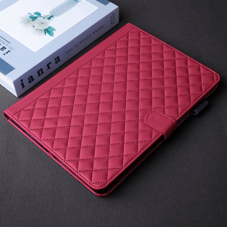 For iPad Pro 11 2022 / 2021 / 2020 Rhombus Lattice Leather Smart Tablet Case(Red)