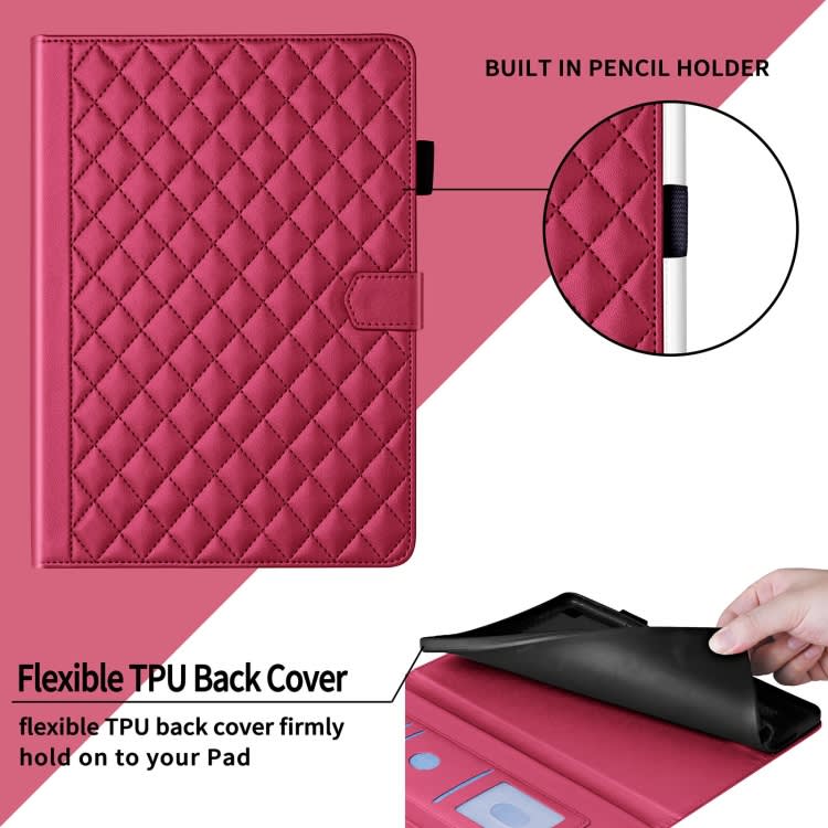 For iPad Pro 11 2022 / 2021 / 2020 Rhombus Lattice Leather Smart Tablet Case(Red)