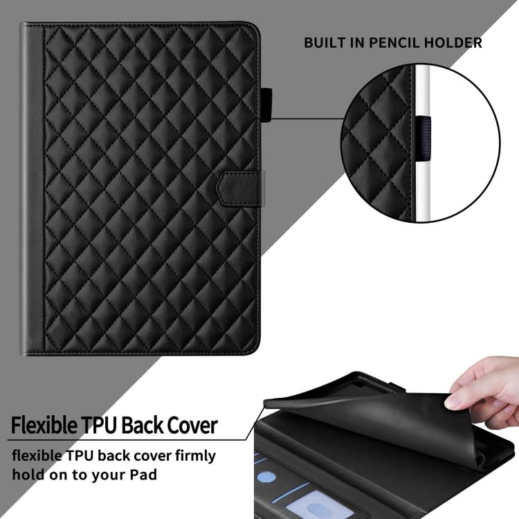 For iPad 10.2 2021 / 2020 / 10.5  Rhombus Lattice Leather Smart Tablet Case(Black)
