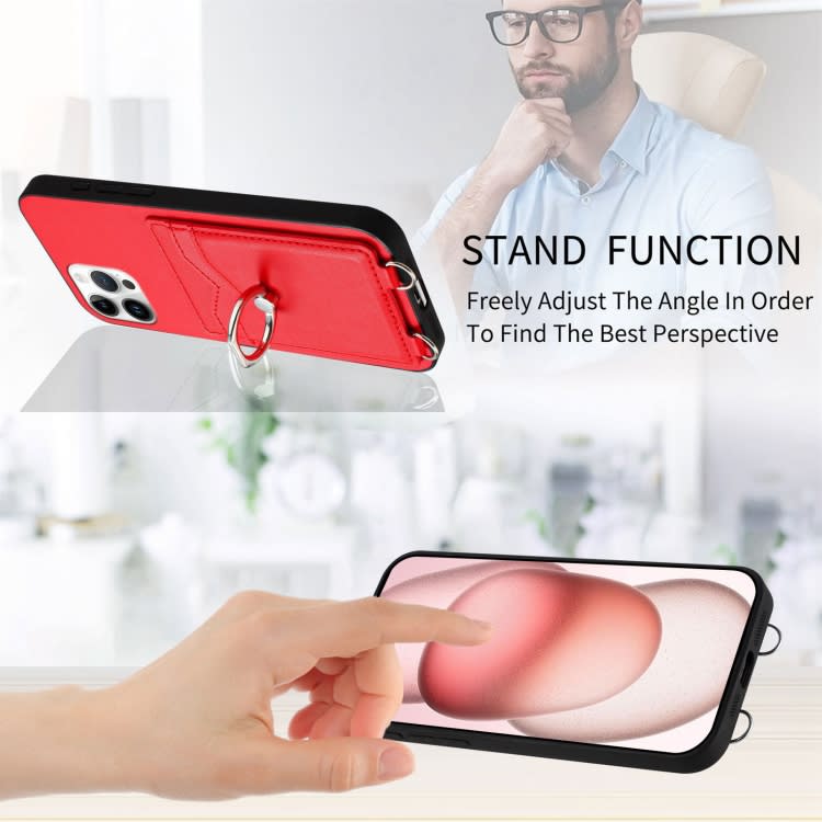For iPhone 12 Pro Max R20 Ring Card Holder Phone Case(Red)