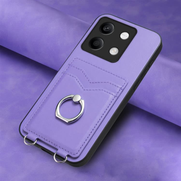 For Xiaomi Redmi Note 13 5G R20 Ring Card Holder Phone Case(Purple)