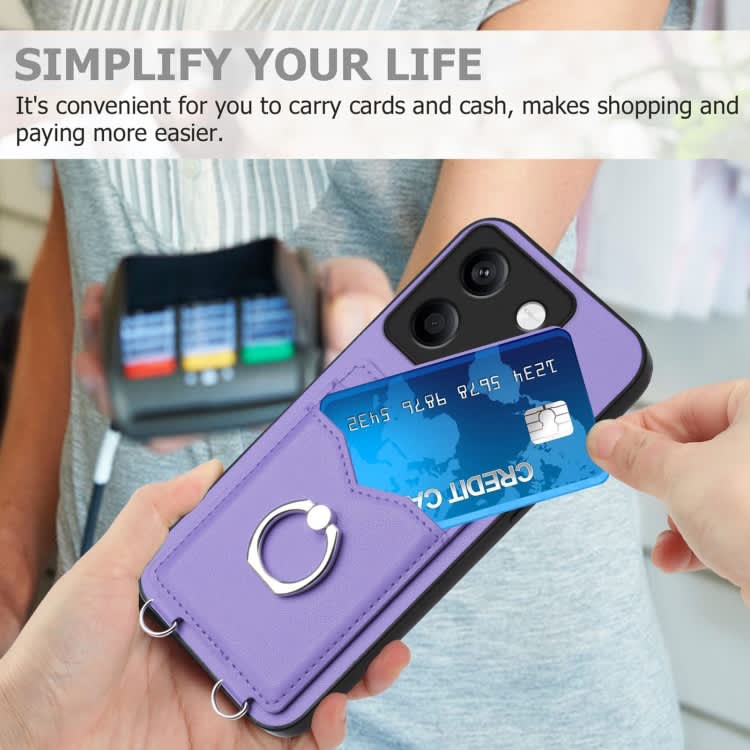 For Xiaomi Redmi Note 13 5G R20 Ring Card Holder Phone Case(Purple)