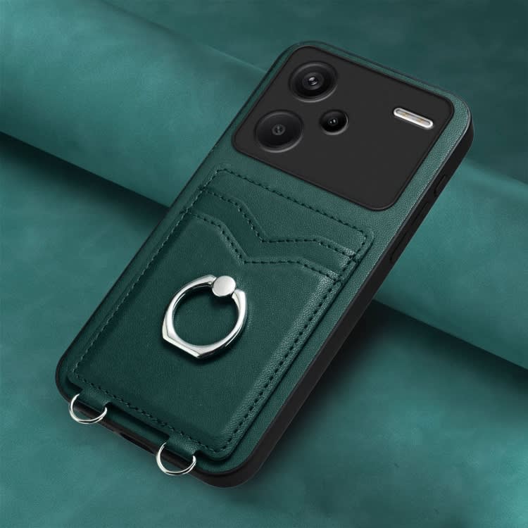 For Xiaomi Redmi Note 13 Pro+ R20 Ring Card Holder Phone Case(Green)