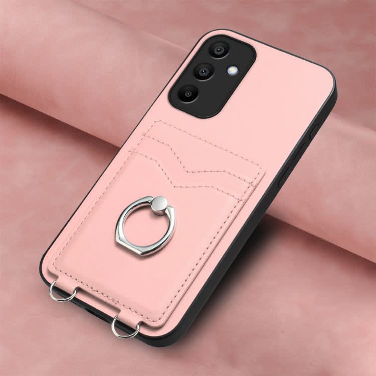 For Samsung Galaxy A15 4G Global R20 Ring Card Holder Phone Case(Pink)