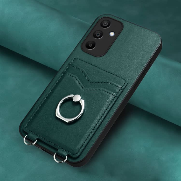 For Samsung Galaxy A15 4G Global R20 Ring Card Holder Phone Case(Green)