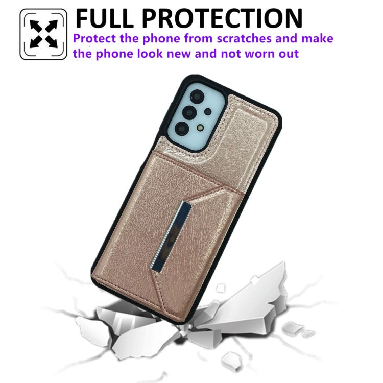 For Samsung Galaxy A53 5G Solid Color Metal Buckle Card Slots Bag Phone Case(Rose Gold)