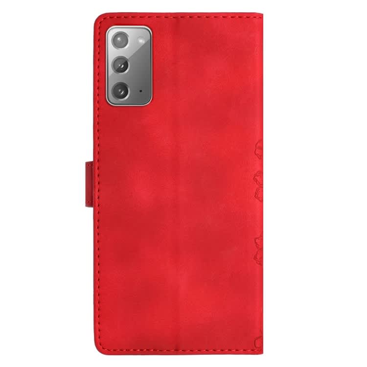 For Samsung Galaxy Note20 Cherry Blossom Butterfly Skin Feel Embossed PU Phone Case(Red)
