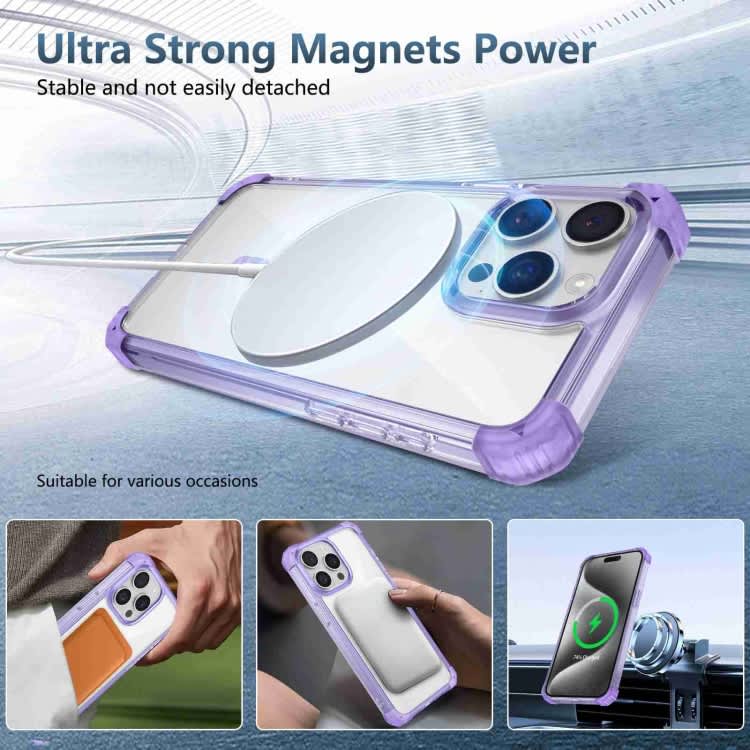 For iPhone 14 Transparent MagSafe Magnetic Phone Case(Purple)