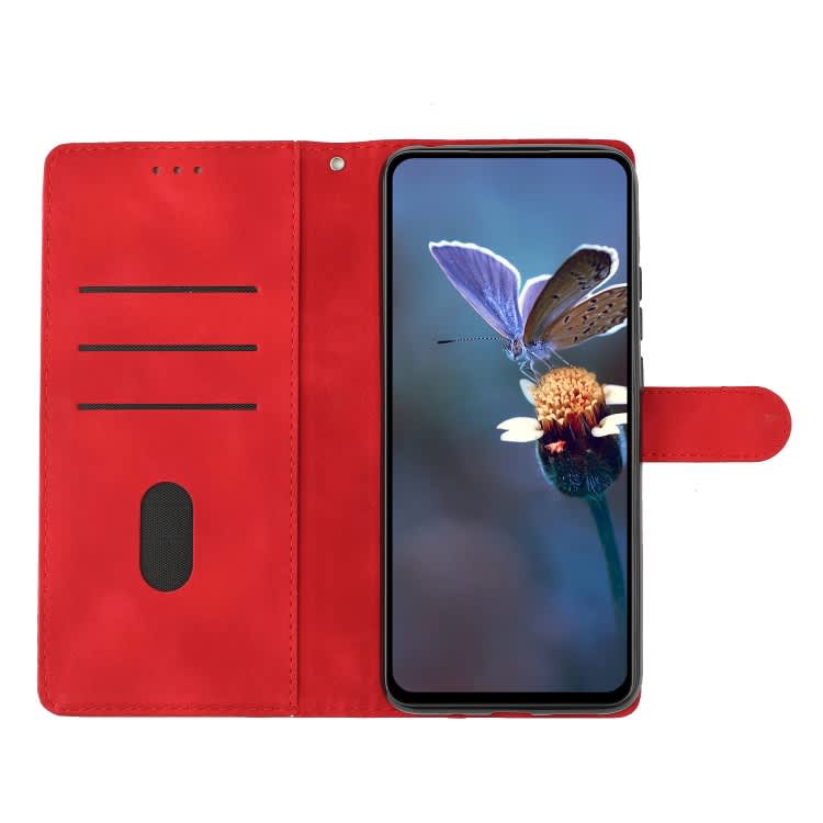 For Xiaomi Redmi Note 9 5G / Note 9T Cherry Blossom Butterfly Skin Feel Embossed PU Phone Case(Red)