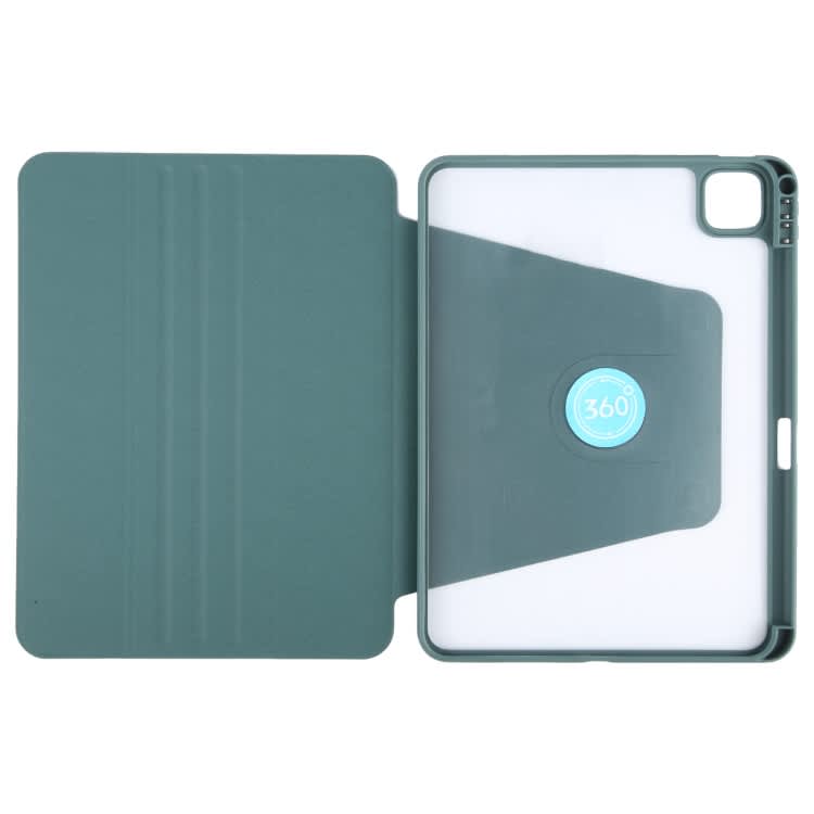 For iPad Pro 11 2024 GEBEI Acrylic TPU 3-folding Rotating Smart Tablet Leather Case withh Pen Slot(