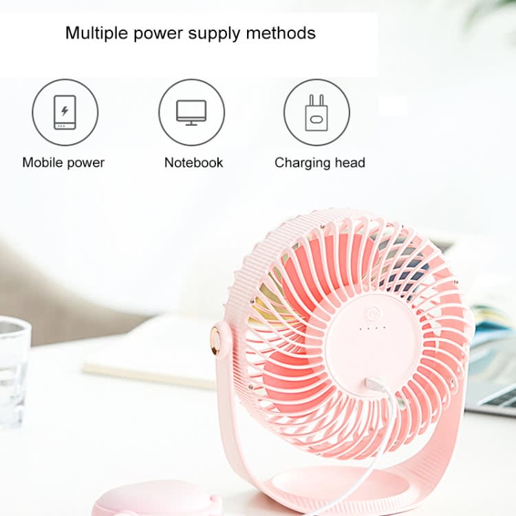 F12 Portable Rotatable USB Charging Stripe Desktop Fan with 3 Speed Control (White)