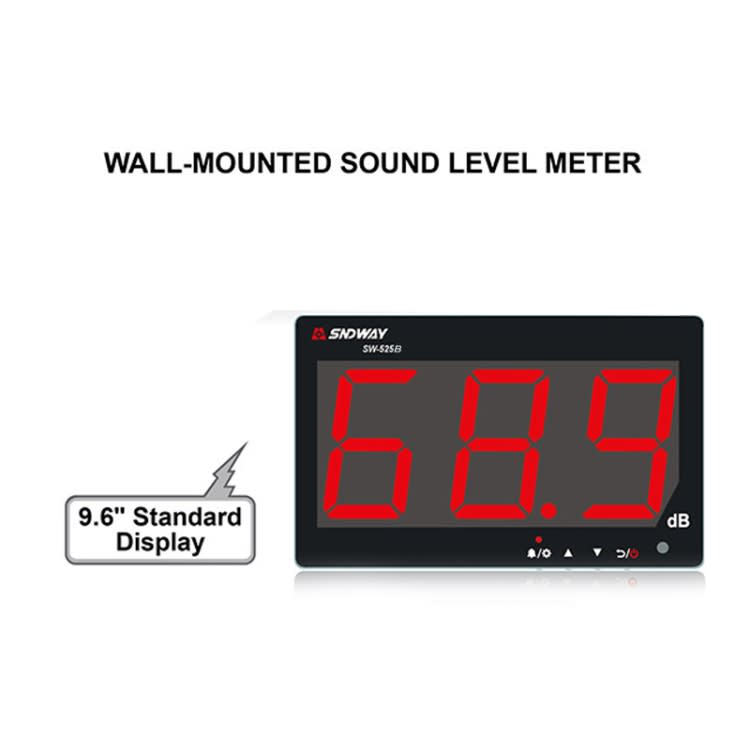 SNDWAY SW525B Wall-mounted DB Sound Level Meter Noise Tester with USB Data Storage Transfer & USB Co