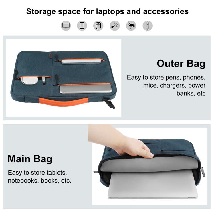 HAWEEL 15.0 inch Sleeve Case Zipper Briefcase Laptop Handbag For Macbook, Samsung, Lenovo Thinkpad,