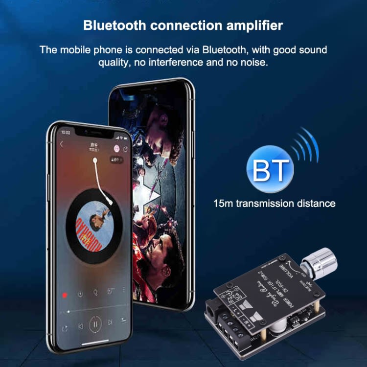 ZK-502L Bluetooth 5.0 12/24V Wireless Stereo Audio Digital Power Amplifier Board 50Wx2 Bluetooth Amp