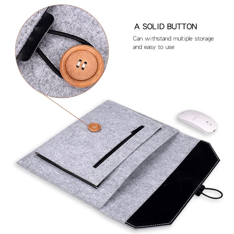 ND06 Multi-purpose Felt Button Laptop Inner Bag for 12.5 inch Laptop(Grey)