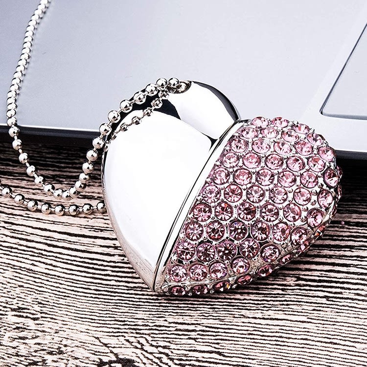 Heart Shaped Diamond Jewelry USB Flash Disk, Special for Valentines Day Gifts (2GB)